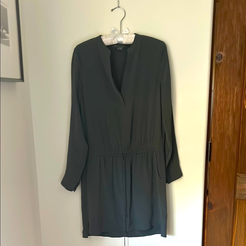 Vince Teal silk shirt dress